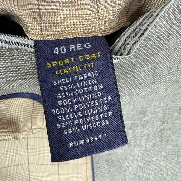 Stafford Linen Blend Sport Coat Mens 40R Tan Brown Classic Fit Blazer Preppy - Picture 3 of 16